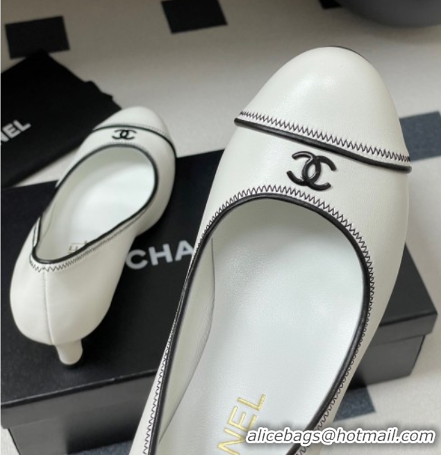 Big Discount Chanel Vintage Lambskin Leather Pumps 6.5cm White 2025 CH090116