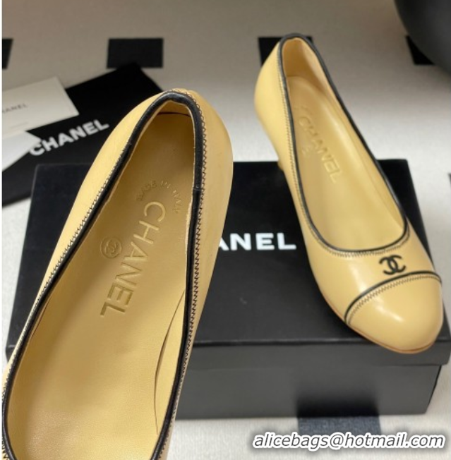 Cheap Price Chanel Vintage Lambskin Leather Pumps 6.5cm Beige 2025 CH090116