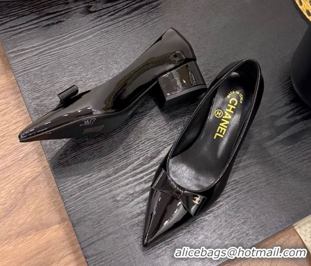 heap Price Chanel Crumpled Patent Calfskin Slingbacks Pumps 3.5cm Black 2025 G46549