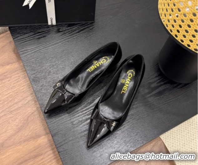 heap Price Chanel Crumpled Patent Calfskin Slingbacks Pumps 3.5cm Black 2025 G46549