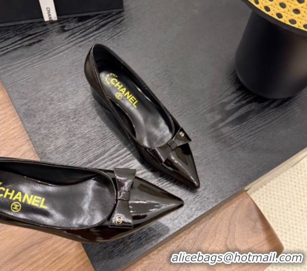 heap Price Chanel Crumpled Patent Calfskin Slingbacks Pumps 3.5cm Black 2025 G46549