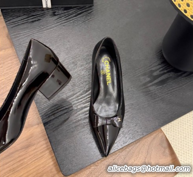 heap Price Chanel Crumpled Patent Calfskin Slingbacks Pumps 3.5cm Black 2025 G46549