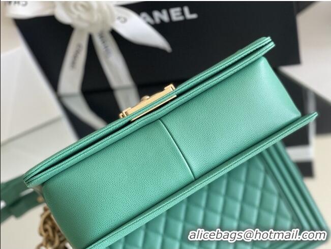 Low Cost Chanel Original Small Grained Calfskin Medium Boy Flap Bag AS2005 Green/Matte Gold 2025 Top Quality