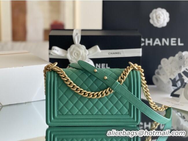 Low Cost Chanel Original Small Grained Calfskin Medium Boy Flap Bag AS2005 Green/Matte Gold 2025 Top Quality