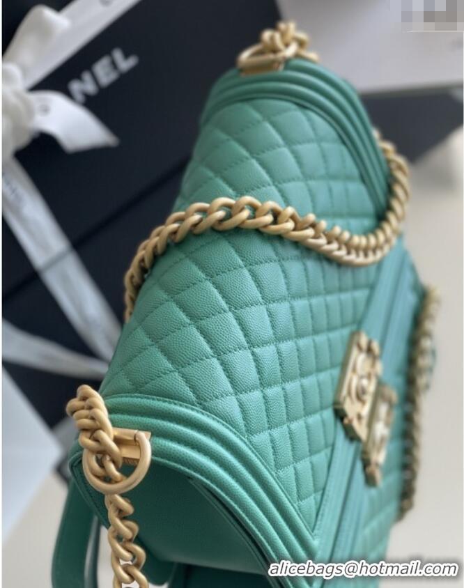 Low Cost Chanel Original Small Grained Calfskin Medium Boy Flap Bag AS2005 Green/Matte Gold 2025 Top Quality