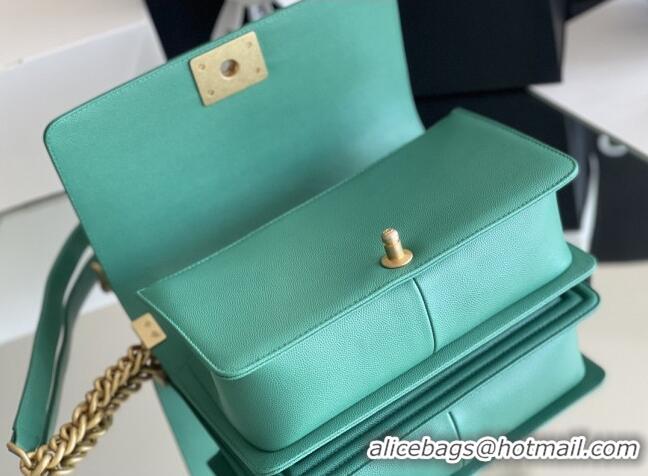 Low Cost Chanel Original Small Grained Calfskin Medium Boy Flap Bag AS2005 Green/Matte Gold 2025 Top Quality