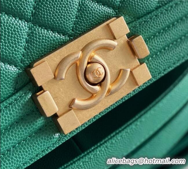 Low Cost Chanel Original Small Grained Calfskin Medium Boy Flap Bag AS2005 Green/Matte Gold 2025 Top Quality