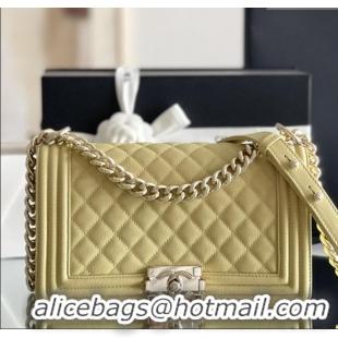 Promotional Chanel Original Small Grained Calfskin Medium Boy Flap Bag AS2005 Yellow/Light Gold 2025 Top Quality