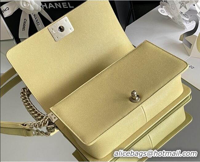 Promotional Chanel Original Small Grained Calfskin Medium Boy Flap Bag AS2005 Yellow/Light Gold 2025 Top Quality