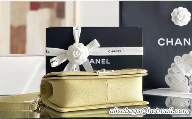 Promotional Chanel Original Small Grained Calfskin Medium Boy Flap Bag AS2005 Yellow/Light Gold 2025 Top Quality
