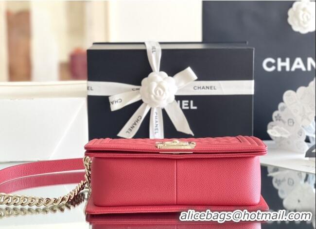 Discount Chanel Original Big Grained Calfskin Medium Boy Flap Bag AS2005 Red/Light Gold 2025 Top Quality