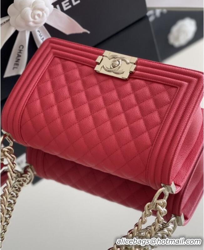 Discount Chanel Original Big Grained Calfskin Medium Boy Flap Bag AS2005 Red/Light Gold 2025 Top Quality
