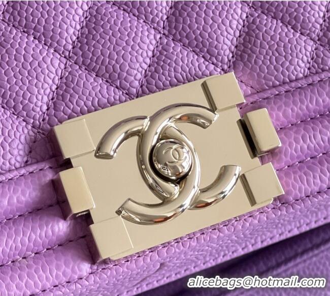 Top Design Chanel Original Big Grained Calfskin Medium Boy Flap Bag AS2005 Purple/Light Gold 2025 Top Quality