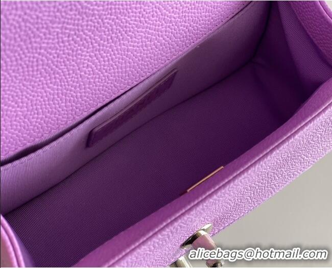 Famous Brand Chanel Original Big Grained Calfskin Small Boy Flap Bag AS2006 Purple/Light Gold 2025 Top Quality