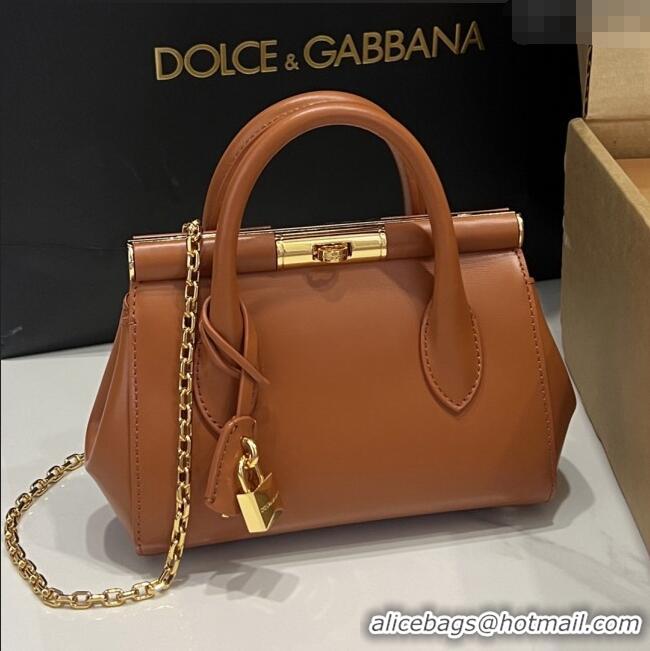 Top Design Dolce&Gabbana Marlene Day Mini Handbag in Palmated Calfskin D1706 Brown 2025