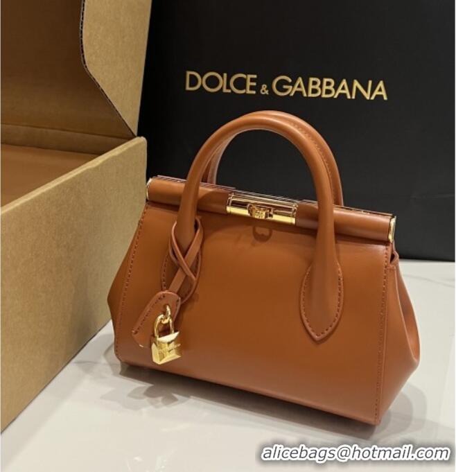 Top Design Dolce&Gabbana Marlene Day Mini Handbag in Palmated Calfskin D1706 Brown 2025