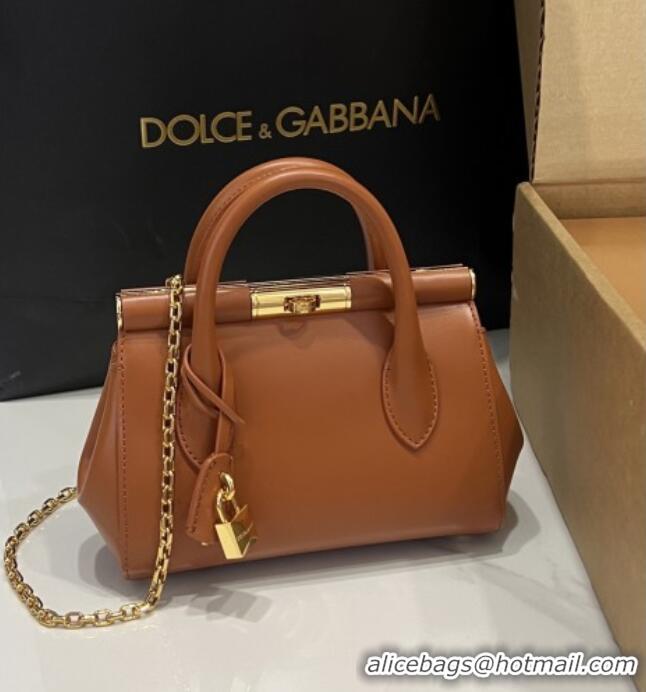 Top Design Dolce&Gabbana Marlene Day Mini Handbag in Palmated Calfskin D1706 Brown 2025