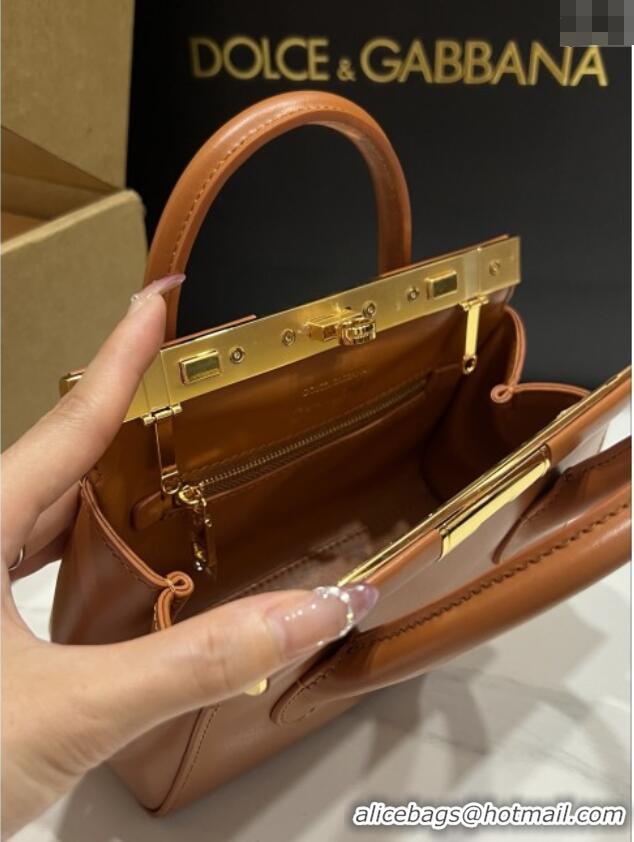 Top Design Dolce&Gabbana Marlene Day Mini Handbag in Palmated Calfskin D1706 Brown 2025