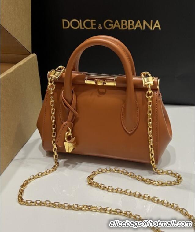 Top Design Dolce&Gabbana Marlene Day Mini Handbag in Palmated Calfskin D1706 Brown 2025