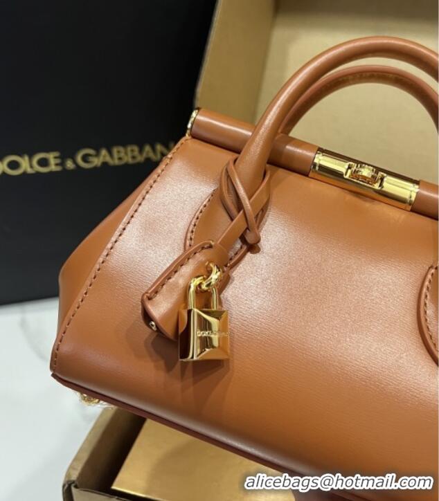 Top Design Dolce&Gabbana Marlene Day Mini Handbag in Palmated Calfskin D1706 Brown 2025