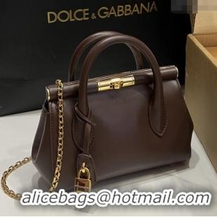 Most Popular Dolce&Gabbana Marlene Day Mini Handbag in Palmated Calfskin D1706 Dark Brown 2025