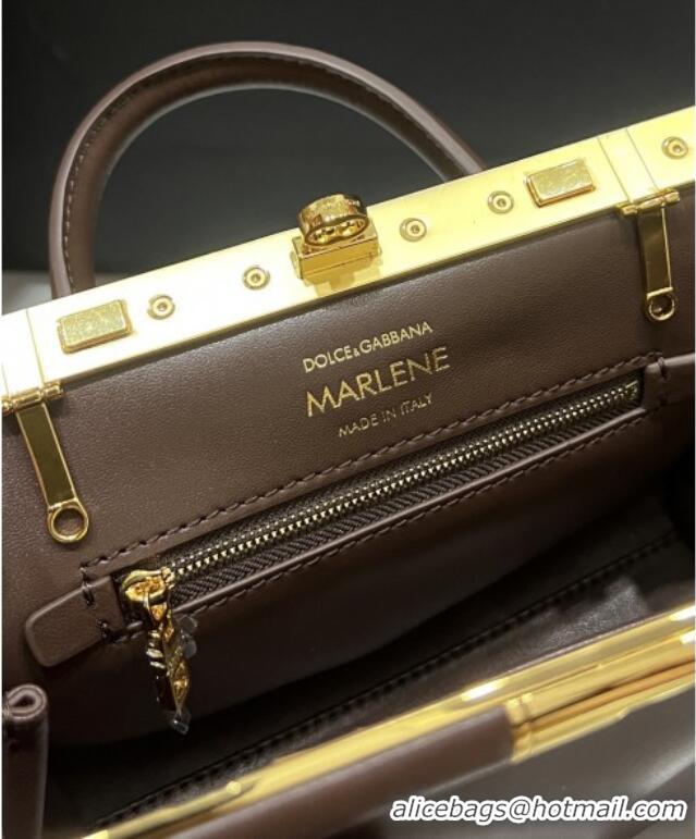 Most Popular Dolce&Gabbana Marlene Day Mini Handbag in Palmated Calfskin D1706 Dark Brown 2025