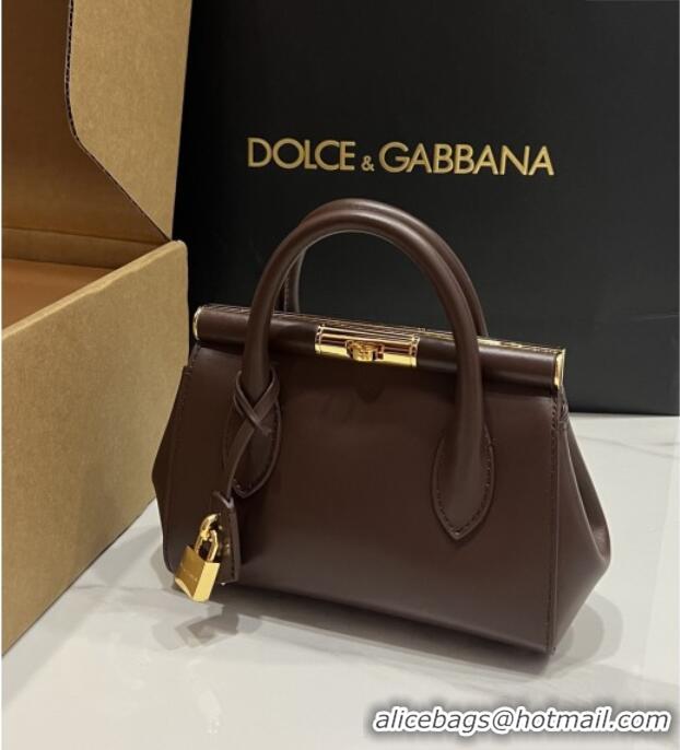 Most Popular Dolce&Gabbana Marlene Day Mini Handbag in Palmated Calfskin D1706 Dark Brown 2025