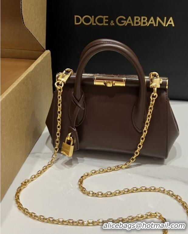 Most Popular Dolce&Gabbana Marlene Day Mini Handbag in Palmated Calfskin D1706 Dark Brown 2025