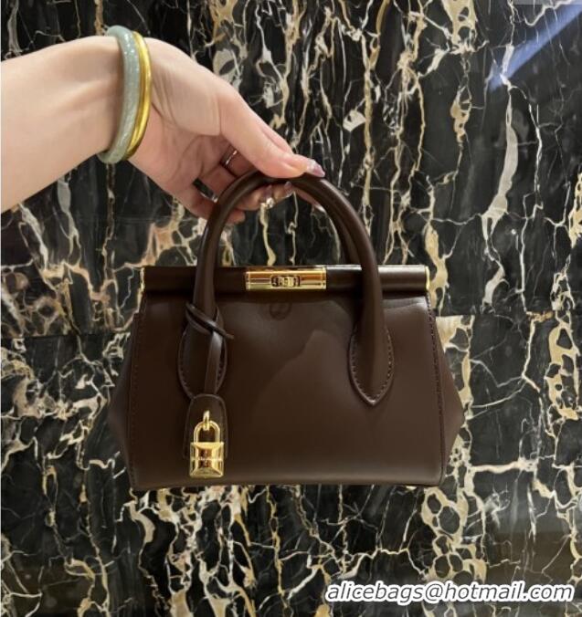 Most Popular Dolce&Gabbana Marlene Day Mini Handbag in Palmated Calfskin D1706 Dark Brown 2025