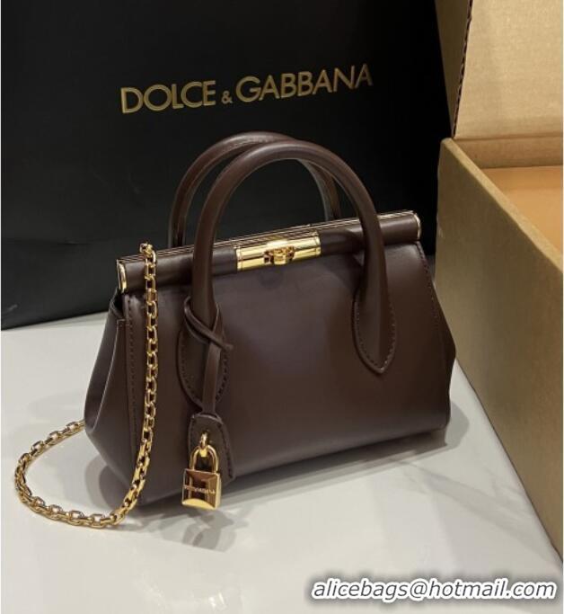 Most Popular Dolce&Gabbana Marlene Day Mini Handbag in Palmated Calfskin D1706 Dark Brown 2025