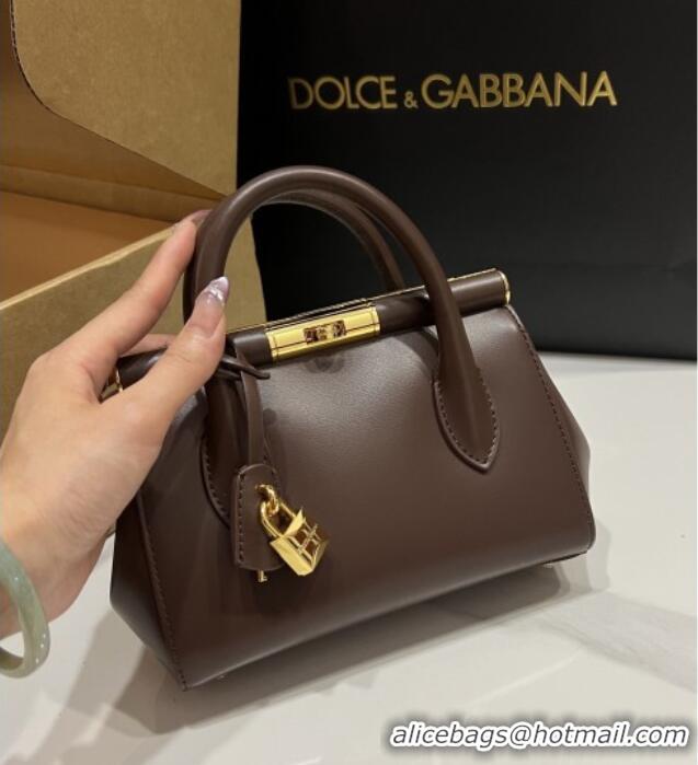 Most Popular Dolce&Gabbana Marlene Day Mini Handbag in Palmated Calfskin D1706 Dark Brown 2025