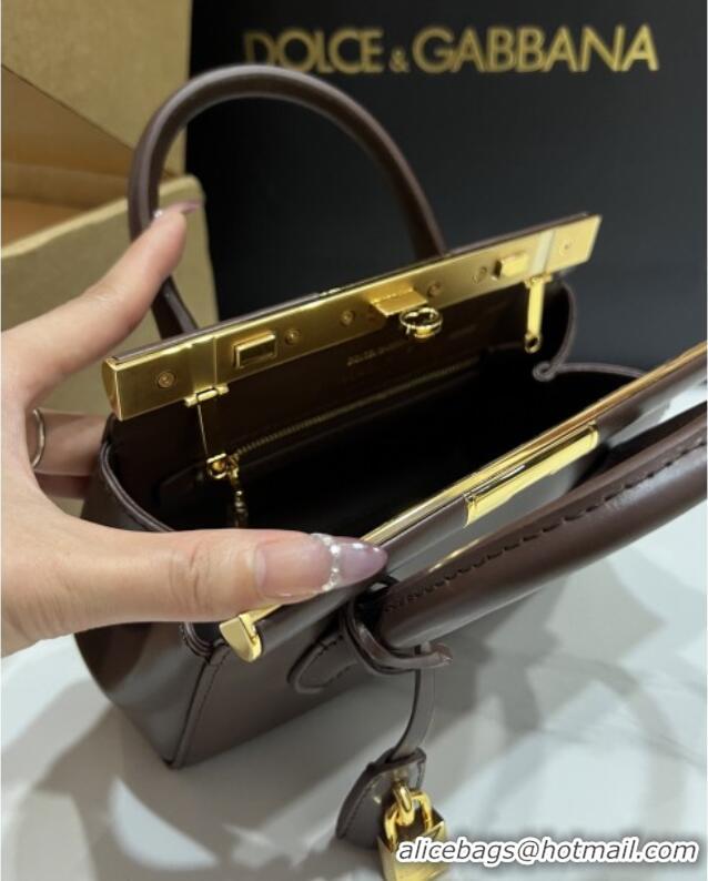 Most Popular Dolce&Gabbana Marlene Day Mini Handbag in Palmated Calfskin D1706 Dark Brown 2025
