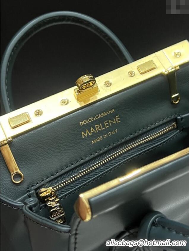 New Design Dolce&Gabbana Marlene Day Mini Handbag in Palmated Calfskin D1706 Dark Green 2025