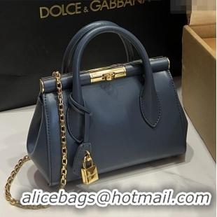 Top Quality Dolce&Gabbana Marlene Day Mini Handbag in Palmated Calfskin D1706 Deep Blue 2025