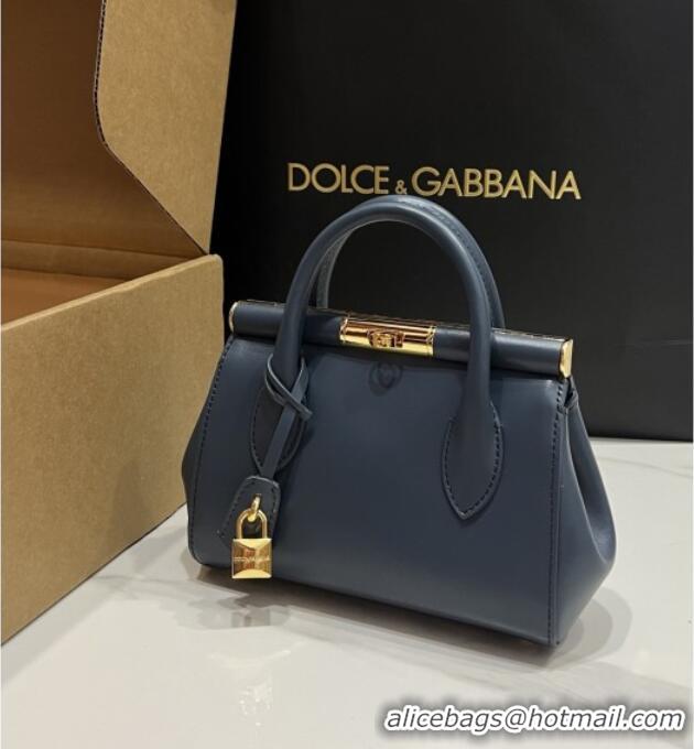 Top Quality Dolce&Gabbana Marlene Day Mini Handbag in Palmated Calfskin D1706 Deep Blue 2025