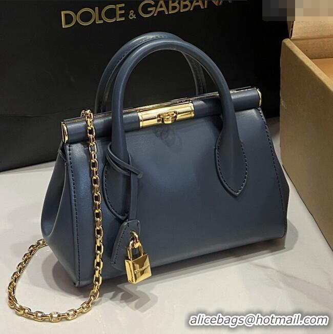 Top Quality Dolce&Gabbana Marlene Day Mini Handbag in Palmated Calfskin D1706 Deep Blue 2025