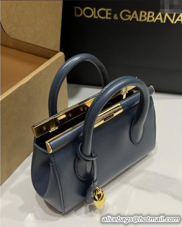 Top Quality Dolce&Gabbana Marlene Day Mini Handbag in Palmated Calfskin D1706 Deep Blue 2025