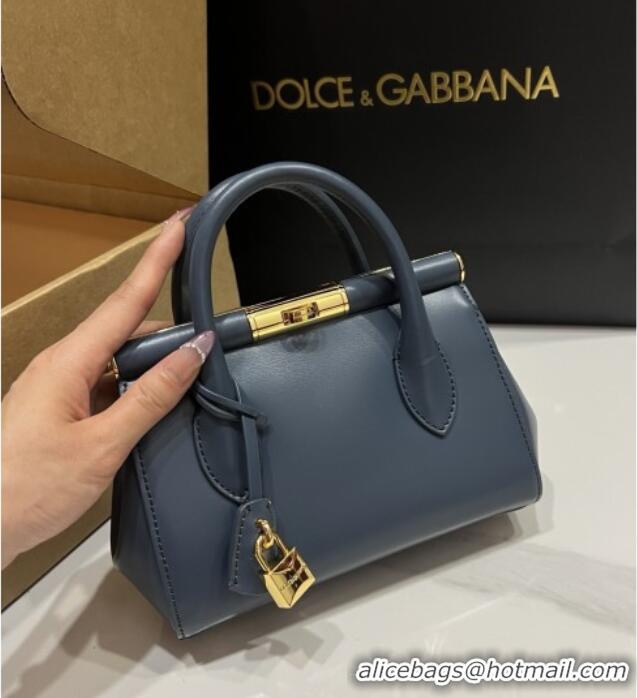 Top Quality Dolce&Gabbana Marlene Day Mini Handbag in Palmated Calfskin D1706 Deep Blue 2025
