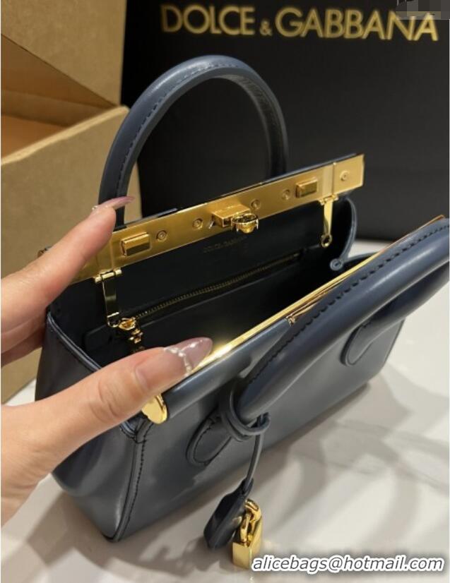 Top Quality Dolce&Gabbana Marlene Day Mini Handbag in Palmated Calfskin D1706 Deep Blue 2025