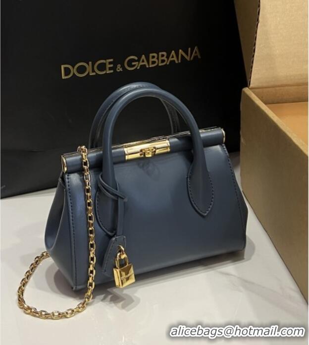 Top Quality Dolce&Gabbana Marlene Day Mini Handbag in Palmated Calfskin D1706 Deep Blue 2025