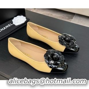 Classic Specials Chanel Lambskin & Patent Calfskin Ballet flats with Camellia Bloom Beige 2025 G46520