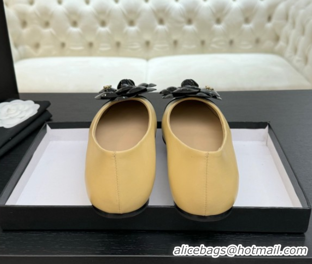 Classic Specials Chanel Lambskin & Patent Calfskin Ballet flats with Camellia Bloom Beige 2025 G46520