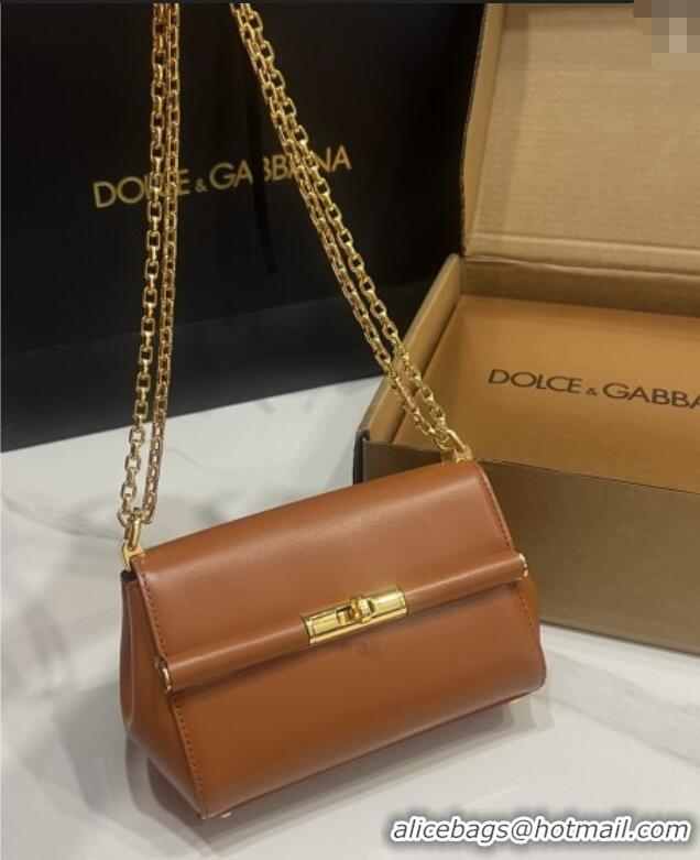 Luxury Cheap Dolce&Gabbana Marlene Shoulder Bag in Calfskin D1707 Brown 2025