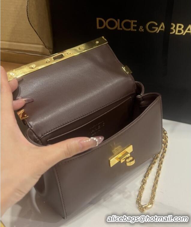 Cheap Price Dolce&Gabbana Marlene Shoulder Bag in Calfskin D1707 Dark Brown 2025