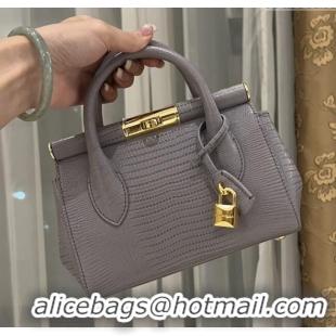 Best Quality Dolce&Gabbana Marlene Day Mini Handbag in Lizard Pattern Calfskin D1708 Grey 2025
