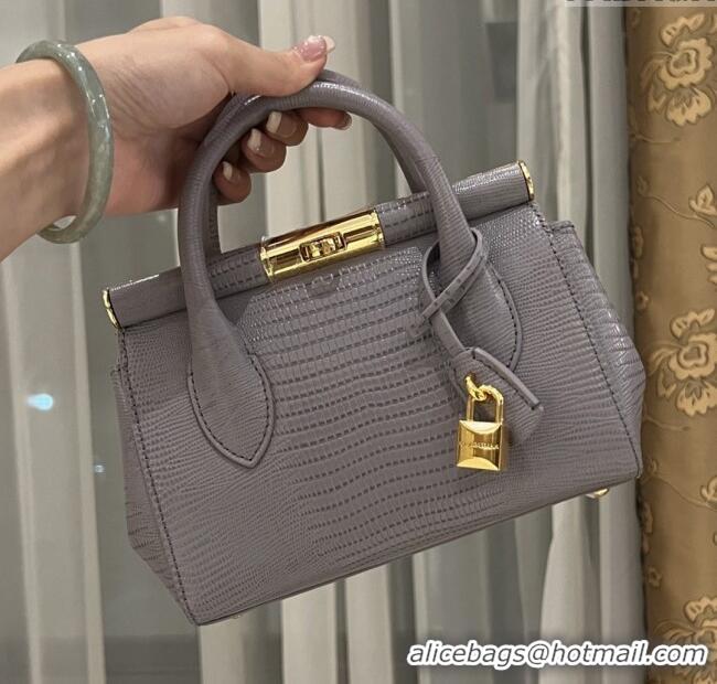Best Quality Dolce&Gabbana Marlene Day Mini Handbag in Lizard Pattern Calfskin D1708 Grey 2025
