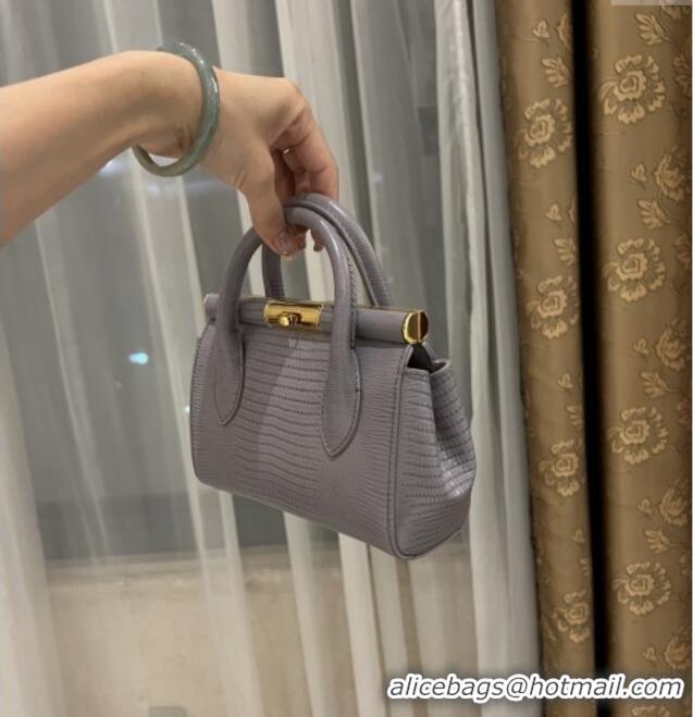 Best Quality Dolce&Gabbana Marlene Day Mini Handbag in Lizard Pattern Calfskin D1708 Grey 2025