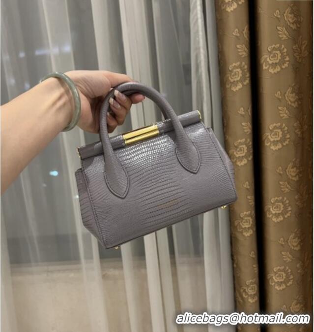 Best Quality Dolce&Gabbana Marlene Day Mini Handbag in Lizard Pattern Calfskin D1708 Grey 2025