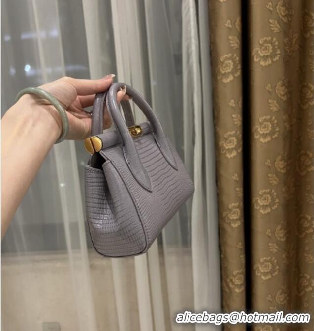 Best Quality Dolce&Gabbana Marlene Day Mini Handbag in Lizard Pattern Calfskin D1708 Grey 2025