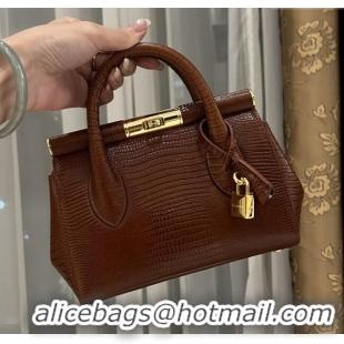 Well Crafted Dolce&Gabbana Marlene Day Mini Handbag in Lizard Pattern Calfskin D1708 Brown 2025